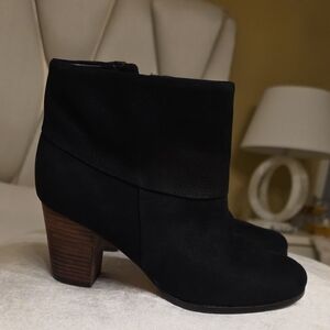 Cole Haan Black Ankle Boots with Tan Heel